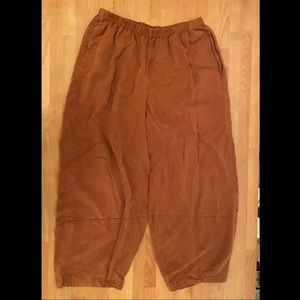 Cut Loose Medium Rust Brown Tencel Wide Barrel Pants